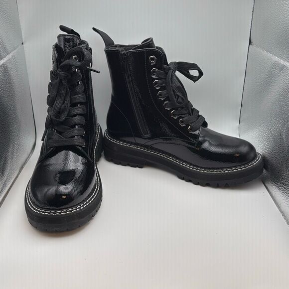 Dunes Women's Lace Up Boot SIZE 7.5 BLACK CRINKLE PATENT - Picture 6 of 8